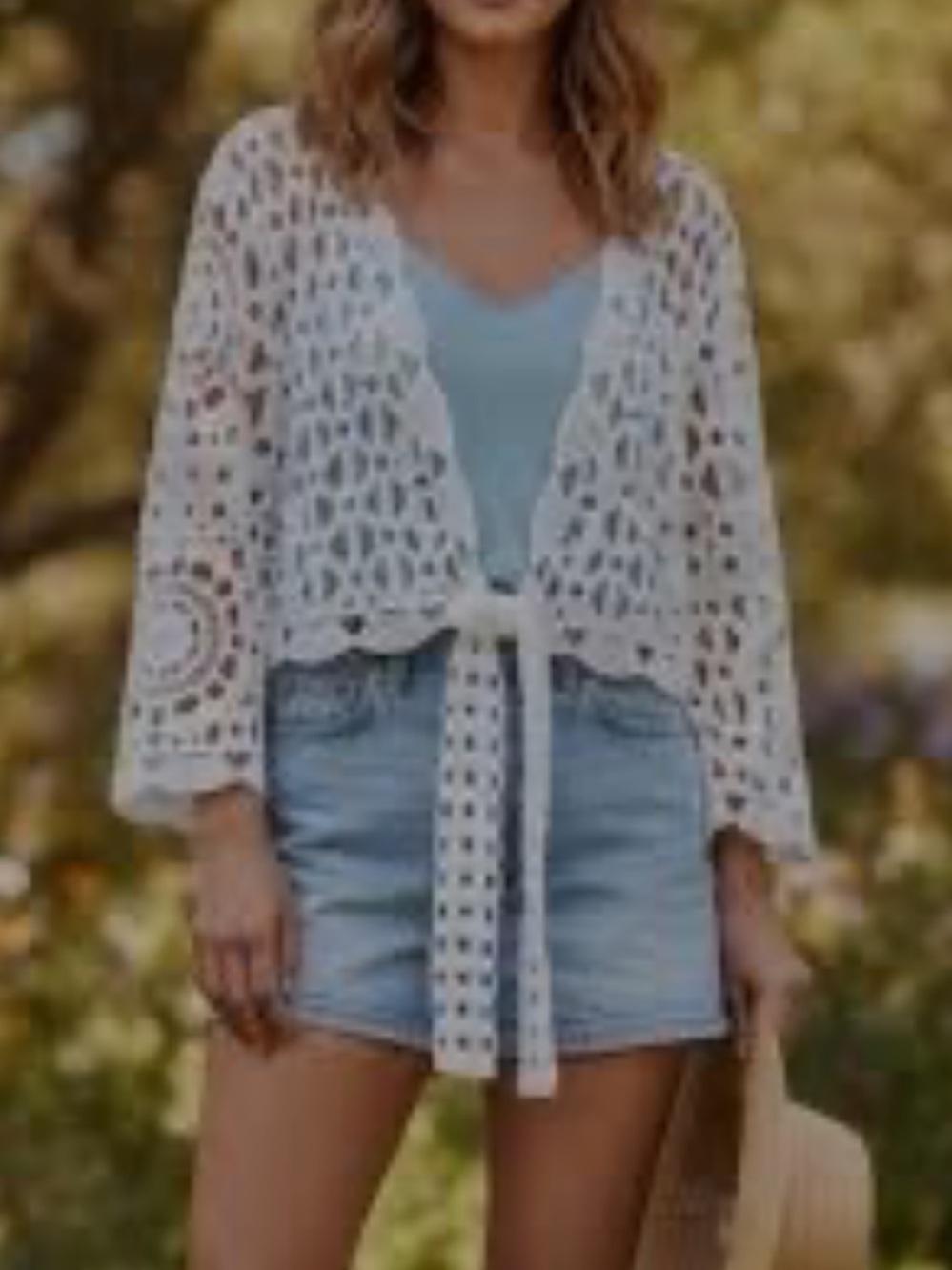 House of Harlow 1960 White Crochet Tie-Front Shrug NWT